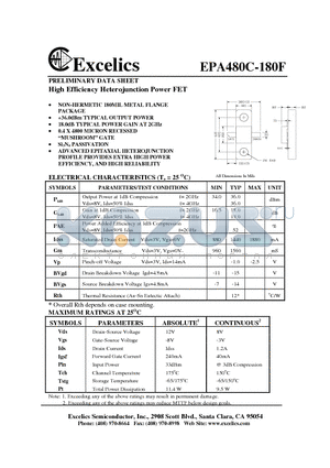 EPA480C-180F datasheet - High Efficiency Heterojunction Power FET