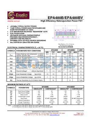 EPA480BV datasheet - High Efficiency Heterojunction Power FET