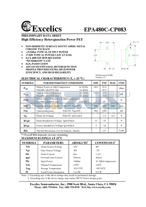 EPA480C-CP083 datasheet - High Efficiency Heterojunction Power FET