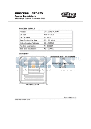 CP315V_10 datasheet - Power Transistors NPN - High Current Transistor Chip