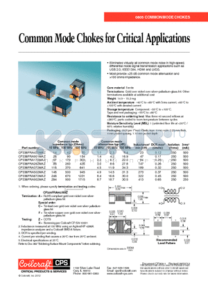 CP336FRA datasheet - Common Mode Chokes for Critical Applications