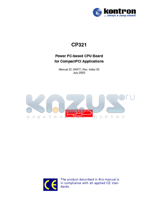 CP321 datasheet - Power PC-based CPU Board for CompactPCI Applications