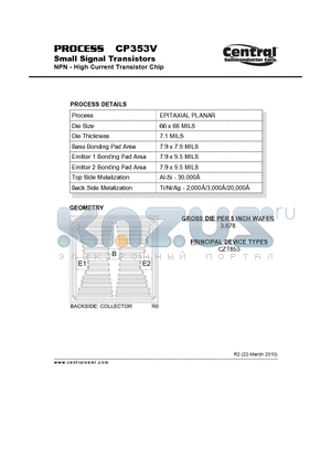 CP353V_10 datasheet - Small Signal Transistors NPN - High Current Transistor Chip