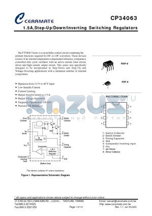 CP34063 datasheet - 1.5A,Step-Up/Down/Inverting Switching Regulators