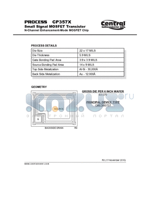 CP357X datasheet - Small Signal MOSFET Transistor N-Channel Enhancement-Mode MOSFET Chip