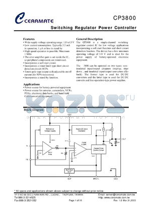 CP3800TA datasheet - Switching Regulator Power Controller