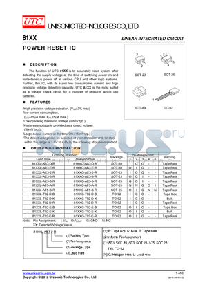 81XXG-AE3-2-R datasheet - POWER RESET IC