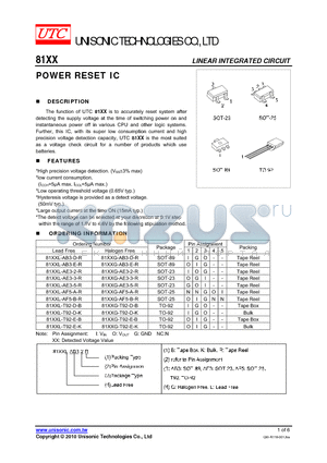 81XXG-T92-D-K datasheet - POWER RESET IC
