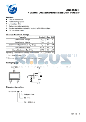 ACE1532B datasheet - N-Channel Enhancement Mode Field Effect Transistor