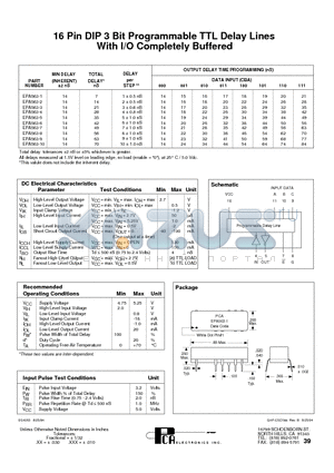 EPA563-1 datasheet - 16 Pin DIP 3 Bit Programmable TTL Delay Lines With I/O Completely Buffered