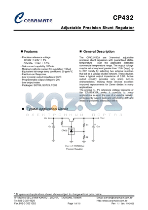 CP432AW datasheet - Adjustable Precision Shunt Regulator