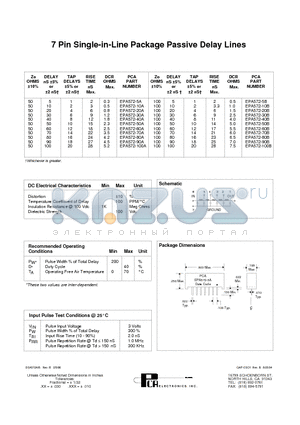 EPA572-100A datasheet - 7 Pin Single-in-Line Package Passive Delay Lines