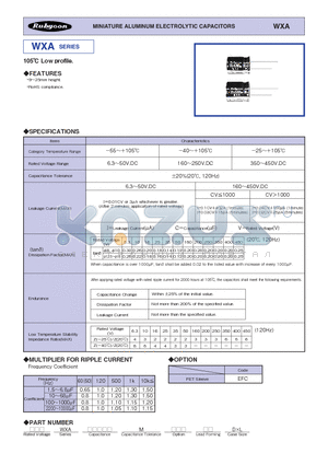 450WXA47MEFC18X25 datasheet - 105 ow profile.