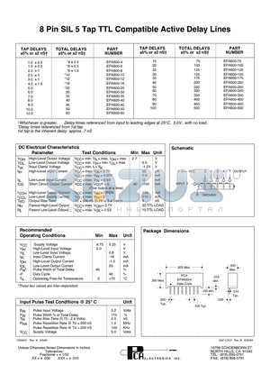 EPA600-12 datasheet - 8 Pin SIL 5 Tap TTL Compatible Active Delay Lines