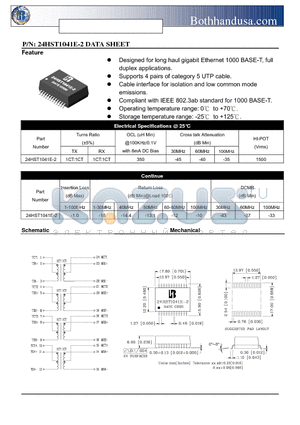 24HST1041E-2 datasheet - 1000 BASE -T MAGNETICS MODULES