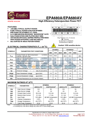 EPA680A datasheet - High Efficiency Heterojunction Power FET