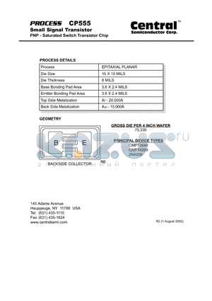 CP555 datasheet - Small Signal Transistor PNP - Saturated Switch Transistor Chip