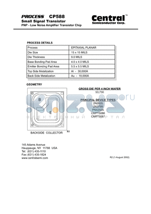 CP588 datasheet - Small Signal Transistor PNP - Low Noise Amplifier Transistor Chip