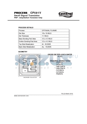 CP591V_10 datasheet - Small Signal Transistor PNP - Amp/Switch Transistor Chip