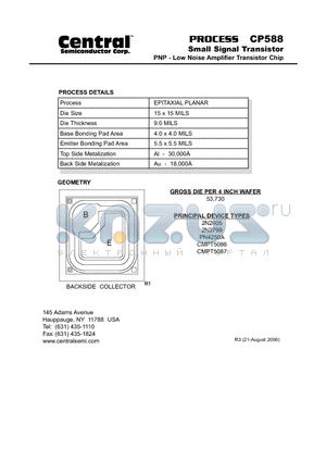 CP588_06 datasheet - Small Signal Transistor PNP - Low Noise Amplifier Transistor Chip