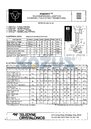 CP652 datasheet - POWERFET SILICON EPITAXIAL JUNCTION N-CHANNEL FIELD EFFECT TRANSISTORS