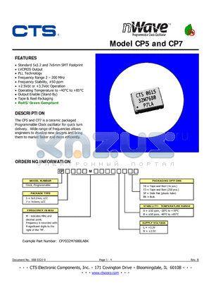 CP7032M7680LBSP datasheet - 5x3.2mm and 7x5mm Low Cost Programmable Clock Oscillator