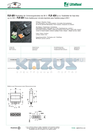 178.4265.0002 datasheet - FLR 42V-p.c.b. Fuseholder for fuse links up to 58V