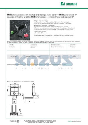 178.7017.0001 datasheet - FKH-Fuseholder with 90 connection for fuse links up to 80 V