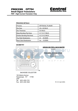 CP704 datasheet - Small Signal Transistors NPN - Amp Switch Transistor Chip