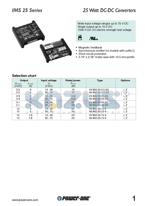 24IMS25-2.5-9G datasheet - 25 Watt DC-DC Converters
