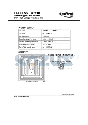 CP710_10 datasheet - Small Signal Transistor PNP - High Voltage Transistor Chip