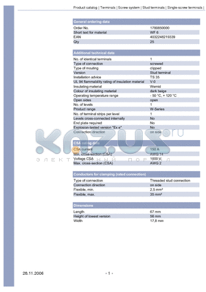 1780850000 datasheet - Single-screw terminals