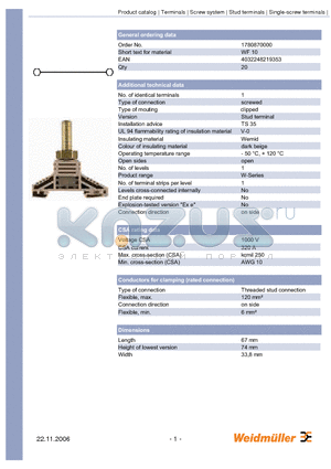 1780860000 datasheet - Single-screw terminals