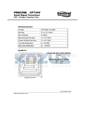 CP734V_10 datasheet - Small Signal Transistors PNP - Chopper Transistor Chip