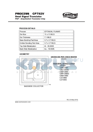 CP792V datasheet - Smal Signal Transistor PNP - Amp/Switch Transistor Chip