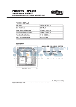 CP761R datasheet - Small Signal MOSFET P-Channel Enhancement-Mode MOSFET Chip