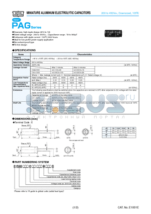 EPAG201ESS271ML30S datasheet - MINIATURE ALUMINUM ELECTROLYTIC CAPACITORS