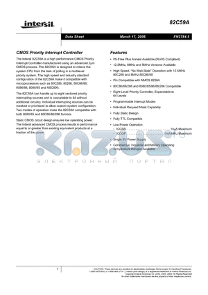 CP82C59A datasheet - CMOS Priority Interrupt Controller