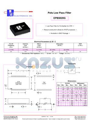 EPB5020G datasheet - Pots Low Pass Filter