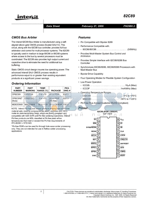 CP82C89 datasheet - CMOS Bus Arbiter
