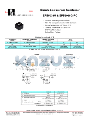 EPB5038G_07 datasheet - Discrete Line Interface Transformer