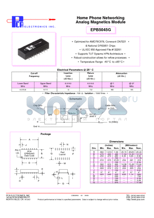 EPB5045G datasheet - Home Phone Networking Analog Magnetics Module