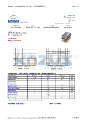 820-IF140.0M-A datasheet - Base Station & Repeater