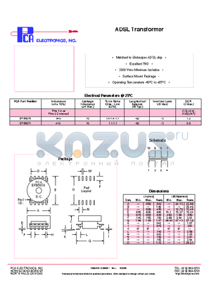 EPB5070 datasheet - ADSL Transformer