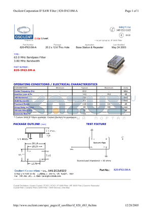 820-IF63.0M-A datasheet - Base Station & Repeater