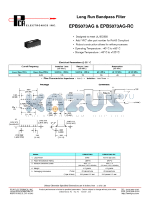 EPB5073AG datasheet - Long Run Bandpass Filter