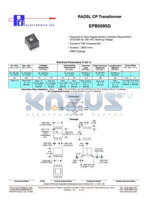 EPB5095G datasheet - RADSL CP Transformer