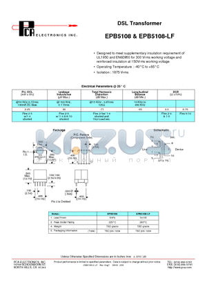 EPB5108 datasheet - DSL Transformer