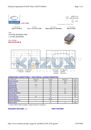 820-IF70.0M-G datasheet - Base Station & Repeater