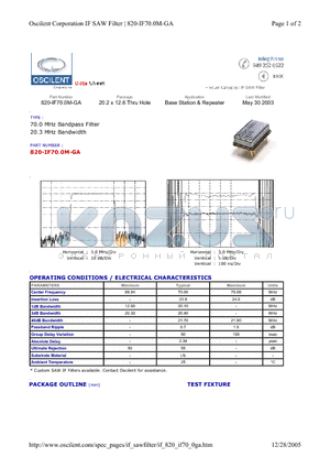 820-IF70.0M-GA datasheet - Base Station & Repeater